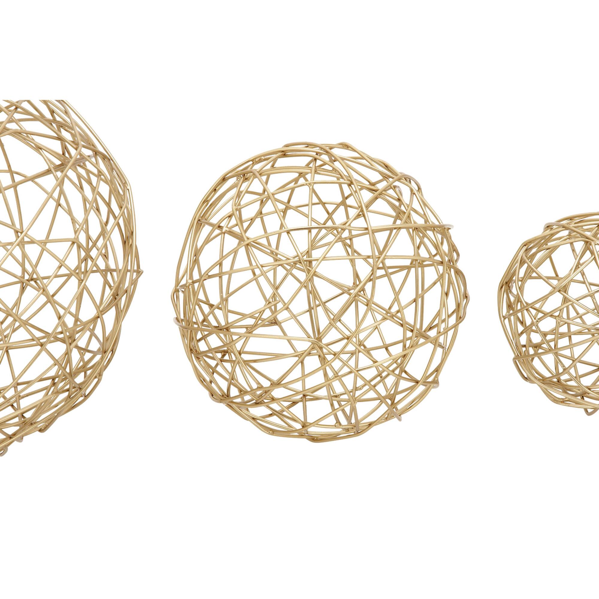 CosmoLiving by Cosmopolitan Gold Metal Contemporary Geometric Sculpture Set